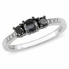 Thumbnail Image 0 of 1/2 CT. T.W. Black Diamond Three Stone Ring in 10K White Gold with Diamond Accents