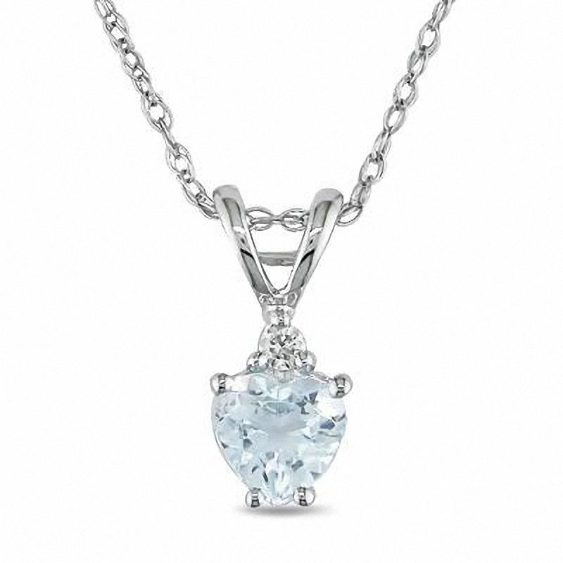 5.0mm Heart-Shaped Aquamarine Pendant in 10K White Gold with