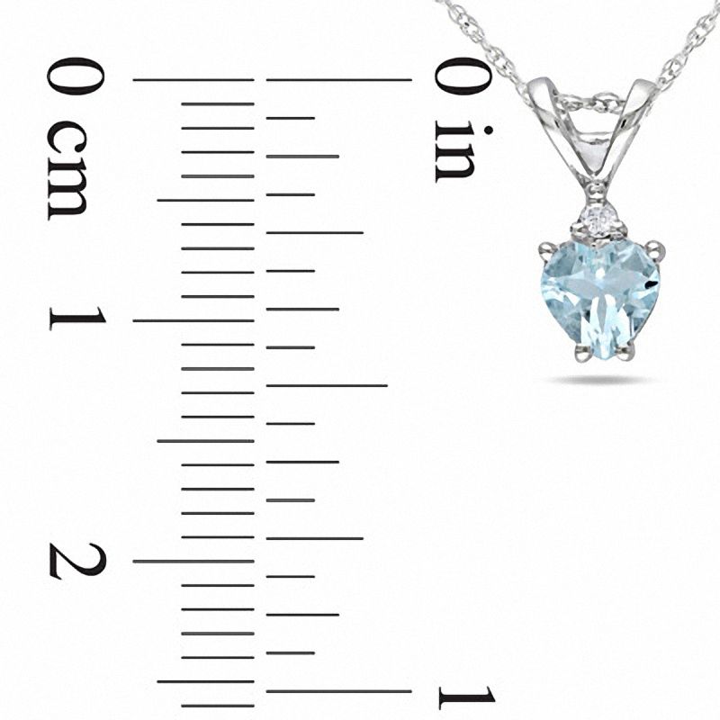 5.0mm Heart-Shaped Aquamarine Pendant in 10K White Gold with Diamond Accent - 17"