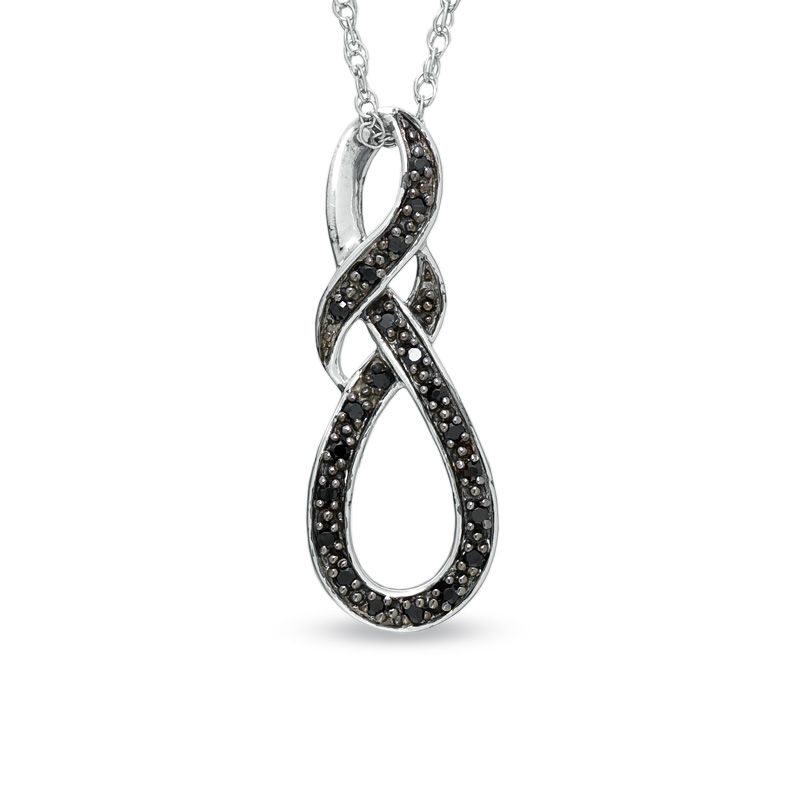 Main Image 1 of Black Diamond Accent Swirled Knot Pendant in Sterling Silver