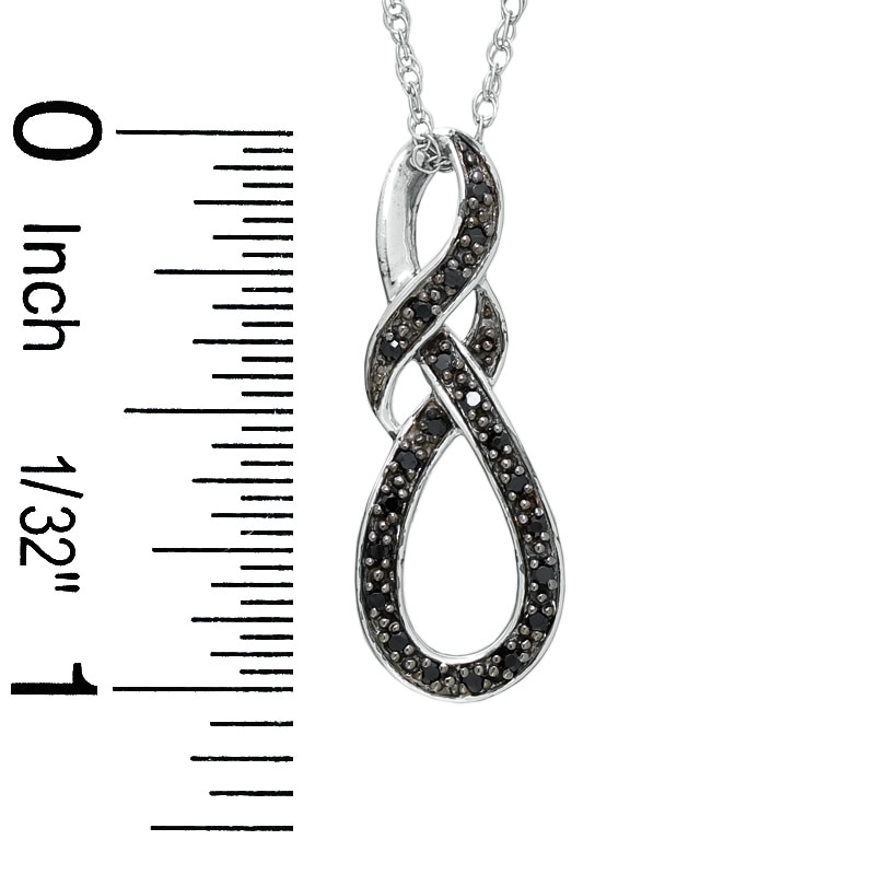 Black Diamond Accent Swirled Knot Pendant in Sterling Silver