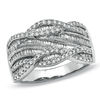 Thumbnail Image 1 of 1/2 CT. T.W. Round and Baguette Diamond Swirl Band in 10K White Gold - Size 7