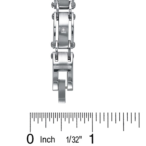 Diamond Accent Stainless Steel Link Bracelet - 8.5"