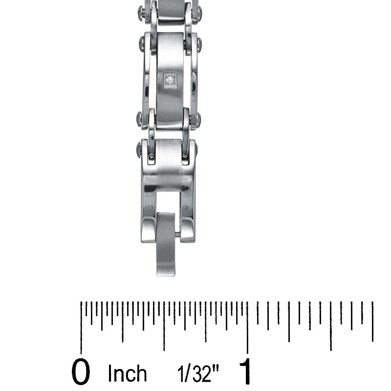 Main Image 3 of Diamond Accent Stainless Steel Link Bracelet - 8.5"