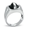 Thumbnail Image 1 of Men's Flip Onyx and Gray Cat's Eye Ring in Sterling Silver with Diamond Accents