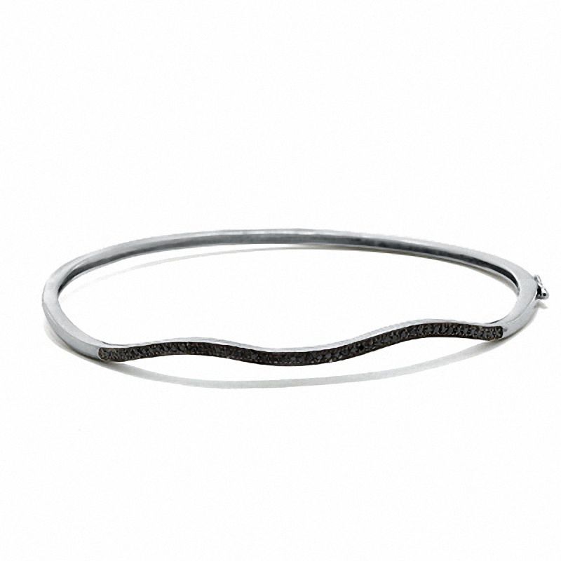 Main Image 1 of 1/7 CT. T.W. Diamond Wavy Bangle in Sterling Silver