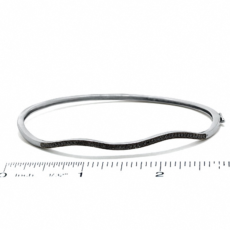 Main Image 2 of 1/7 CT. T.W. Diamond Wavy Bangle in Sterling Silver