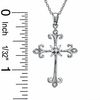 Thumbnail Image 2 of 1/10 CT. T.W. Diamond Fleur-de-Lis Cross Pendant in Sterling Silver