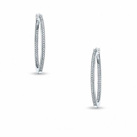 1/4 CT. T.w. Diamond Classic Hoop Earrings in Sterling Silver