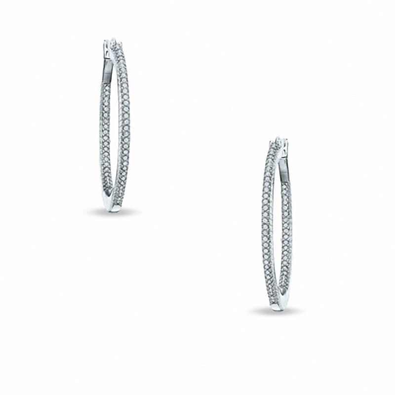 1/4 CT. T.W. Diamond Classic Hoop Earrings in Sterling Silver