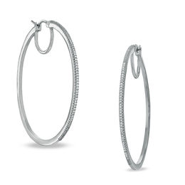 Clearance Earrings Zales T W Diamond Clic Hoop Earrings In Sterling Silver