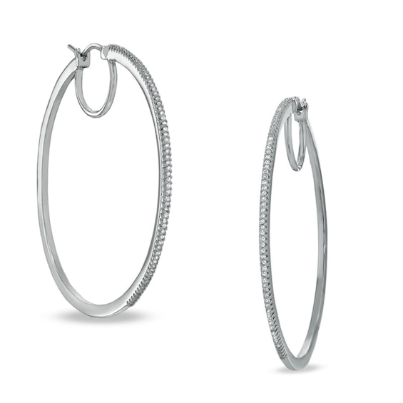 3/8 CT. T.w. Diamond Classic Hoop Earrings in Sterling Silver