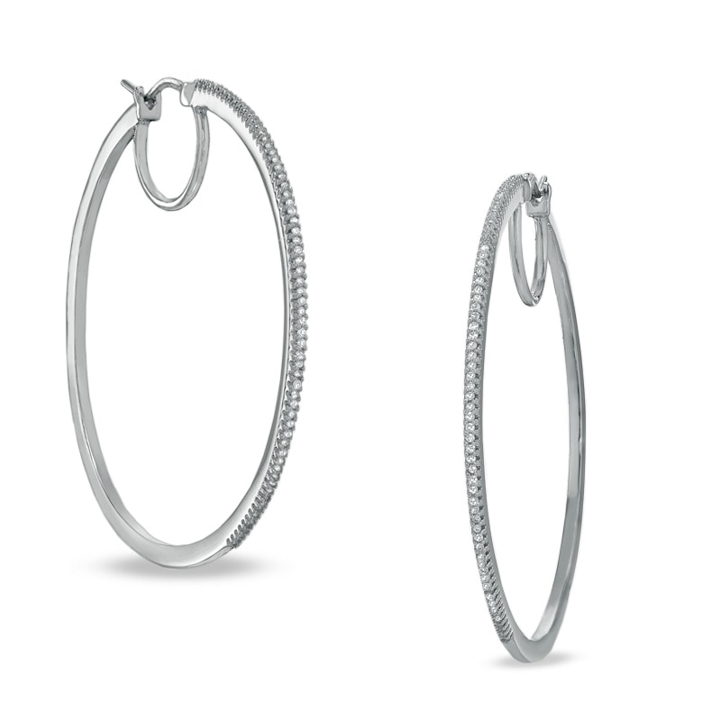 3/8 CT. T.W. Diamond Classic Hoop Earrings in Sterling Silver