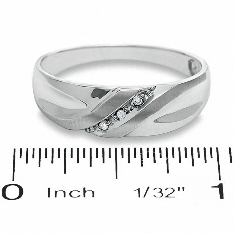 Men's Diamond Accent Slant Wedding Band in 10K White Gold