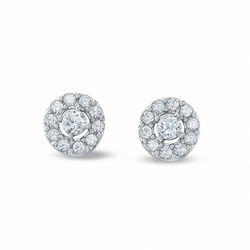 Main Image 1 of 3/4 CT. T.W. Diamond Framed Stud Earrings in 10K White Gold