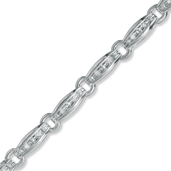 1/10 CT. T.w. Diamond Channel Boat Bracelet in Sterling Silver