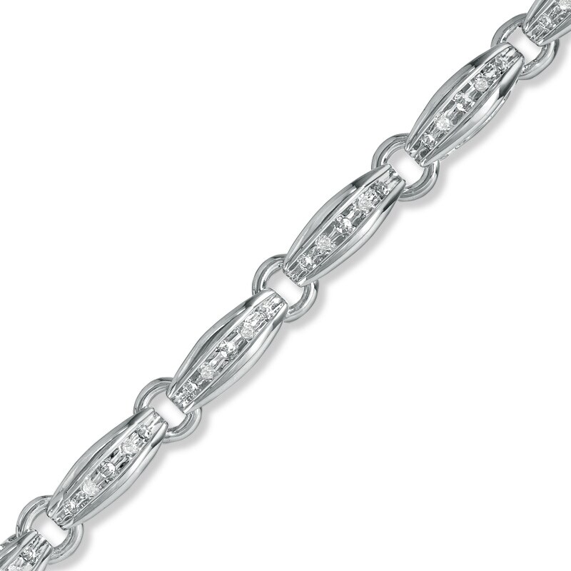 1/10 CT. T.W. Diamond Channel Boat Bracelet in Sterling Silver