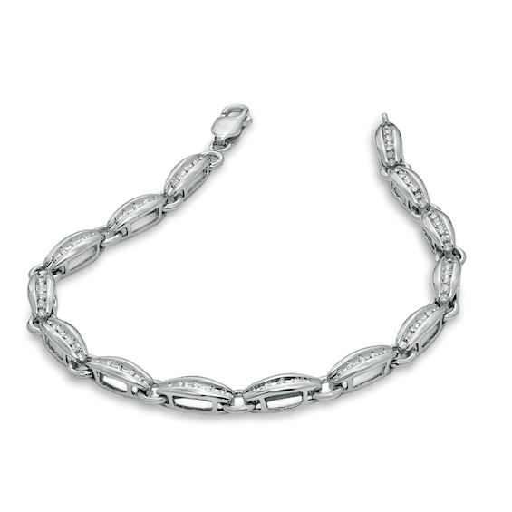 1/10 CT. T.w. Diamond Channel Boat Bracelet in Sterling Silver