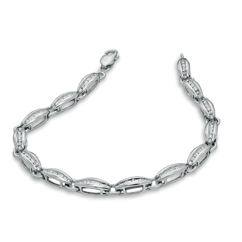 1/10 CT. T.W. Diamond Channel Boat Bracelet in Sterling Silver