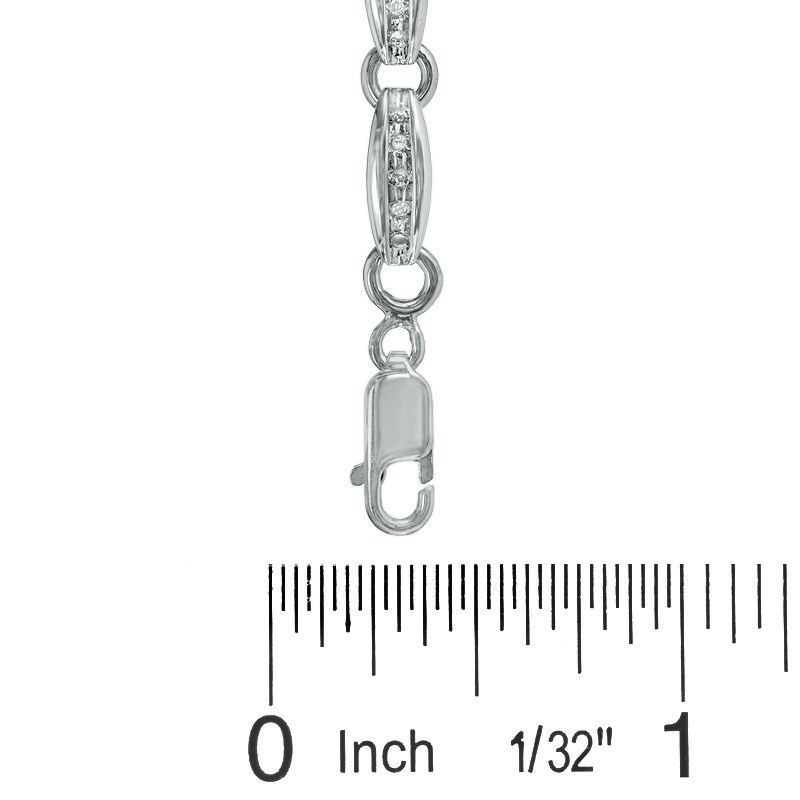 Main Image 3 of 1/10 CT. T.W. Diamond Channel Boat Bracelet in Sterling Silver