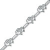 Thumbnail Image 1 of 1/5 CT. T.W. Diamond Interlocking Hearts Link Bracelet in Sterling Silver