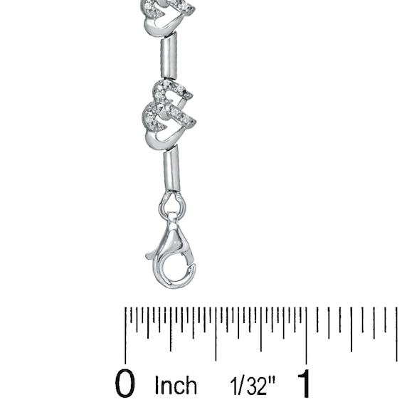 1/5 CT. T.w. Diamond Interlocking Hearts Link Bracelet in Sterling Silver