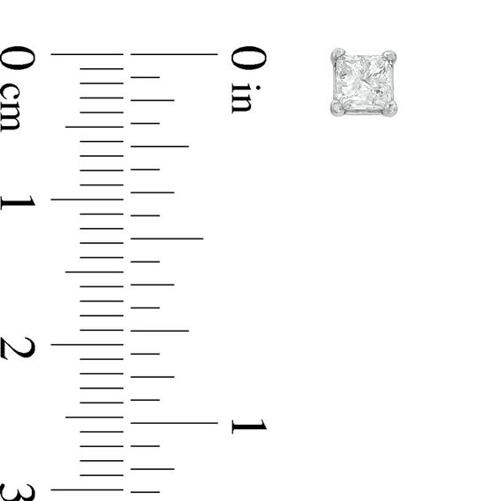 5/8 CT. T.w. Princess-Cut Diamond Solitaire Stud Earrings in 14K White Gold