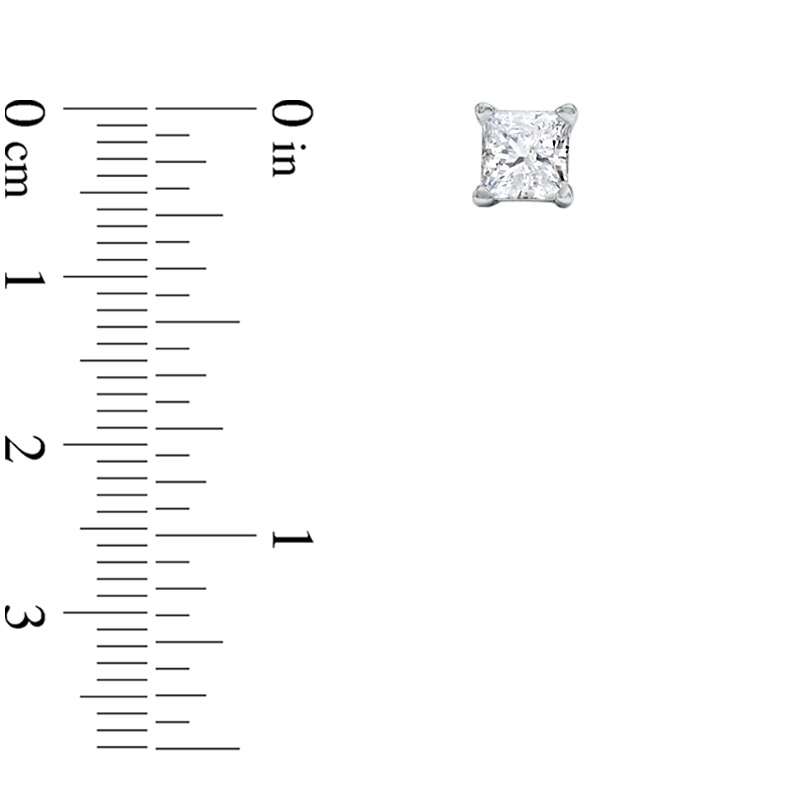 Main Image 2 of 1-1/2 CT. T.W. Princess-Cut Diamond Solitaire Stud Earrings in 14K White Gold (J/I3)