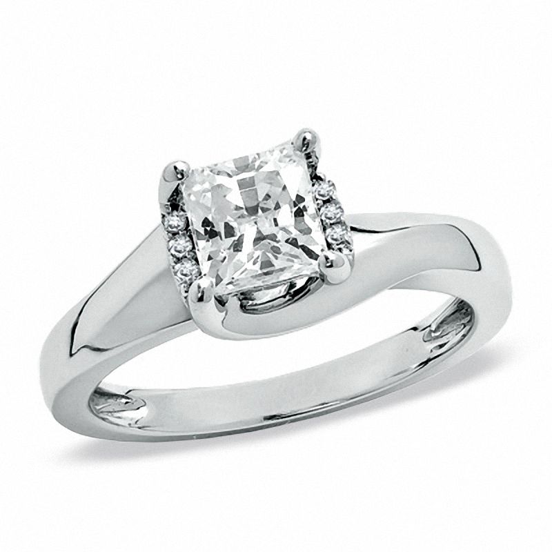 Main Image 1 of 1/2 CT. T.W. Princess-Cut Diamond Twist Solitaire Engagement Ring in 14K White Gold