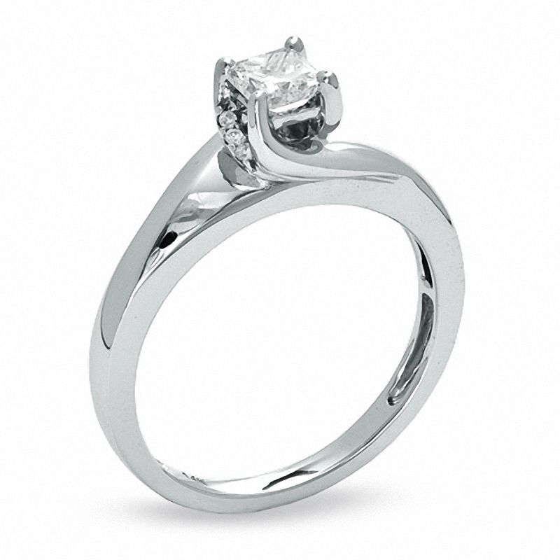 Main Image 2 of 1/2 CT. T.W. Princess-Cut Diamond Twist Solitaire Engagement Ring in 14K White Gold