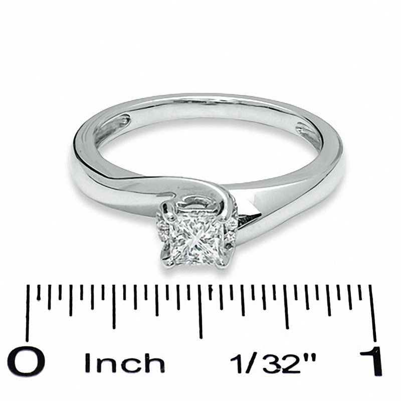 Main Image 3 of 1/2 CT. T.W. Princess-Cut Diamond Twist Solitaire Engagement Ring in 14K White Gold