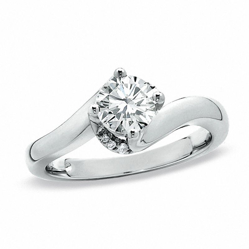 Main Image 1 of 1/2 CT. T.W. Diamond Twist Solitaire Engagement Ring in 14K White Gold