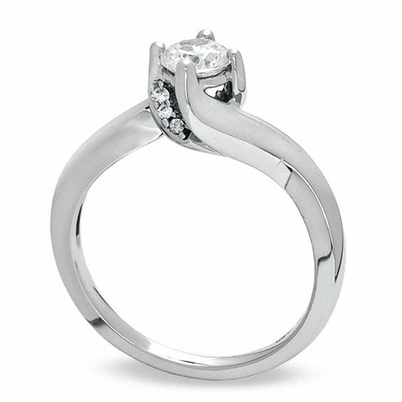 1/2 CT. T.w. Diamond Twist Solitaire Engagement Ring in 14K White Gold