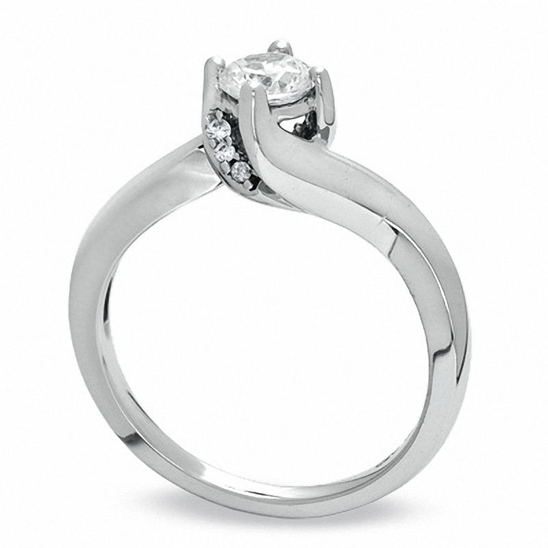 Main Image 2 of 1/2 CT. T.W. Diamond Twist Solitaire Engagement Ring in 14K White Gold