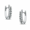 Thumbnail Image 0 of 1/5 CT. T.W. Diamond Double Row Hoop Earrings in 10K White Gold