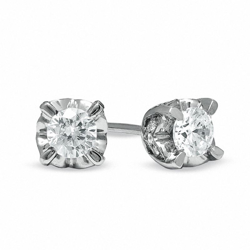 Main Image 1 of 1/2 CT. T.W. Diamond Solitaire Earrings in 14K White Gold