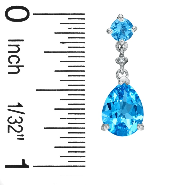 Swiss Blue Topaz Drop Earrings in 10K White Gold with Diamond Accents
