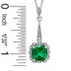 Thumbnail Image 2 of Cushion-Cut Lab-Created Emerald Vintage-Style Pendant and Earrings Set in Sterling Silver