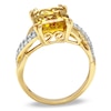 Thumbnail Image 2 of Emerald-Cut Citrine and Lab-Created White Sapphire Swirl Ring in 10K Gold