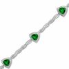 Thumbnail Image 1 of 6.0mm Trillion-Cut Lab-Created Emerald Bracelet in Sterling Silver with Diamond Accent - 7.25&quot;