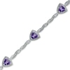 Thumbnail Image 0 of 6.0mm Trillion-Cut Amethyst Bracelet in Sterling Silver with Diamond Accent - 7.25"