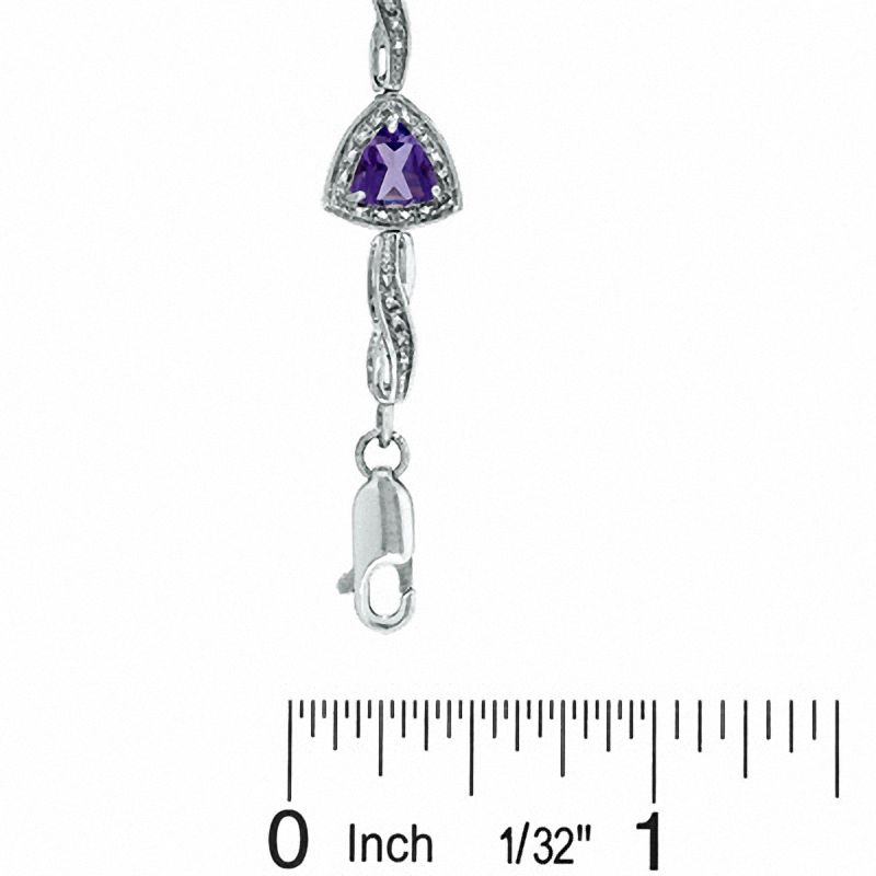 6.0mm Trillion-Cut Amethyst Bracelet in Sterling Silver with Diamond Accent - 7.25"