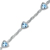 Thumbnail Image 0 of 6.0mm Trillion-Cut Blue Topaz Bracelet in Sterling Silver with Diamond Accents - 7.25"