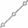 Thumbnail Image 1 of 6.0mm Trillion-Cut Lab-Created Opal Bracelet in Sterling Silver with Diamond Accent - 7.25"