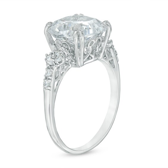 Cushion-Cut Lab-Created White Sapphire Pendant, Ring and Earrings Set in Sterling Silver