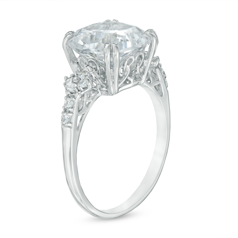 Main Image 2 of Cushion-Cut Lab-Created White Sapphire Pendant, Ring and Earrings Set in Sterling Silver