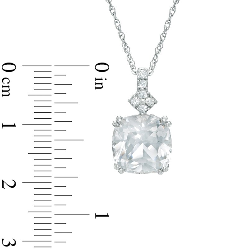 Main Image 3 of Cushion-Cut Lab-Created White Sapphire Pendant, Ring and Earrings Set in Sterling Silver