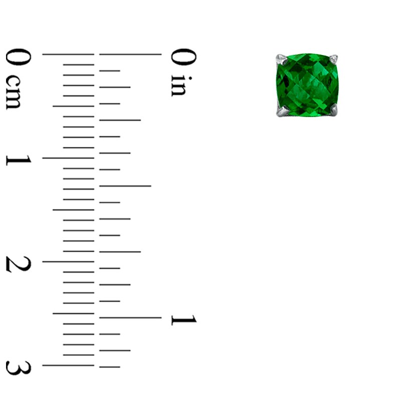Main Image 2 of 6.0mm Cushion-Cut Lab-Created Spinel Stud Earrings in 10K White Gold