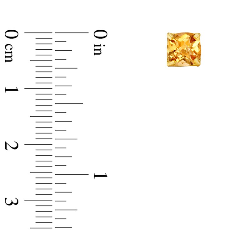 Main Image 2 of 6.0mm Cushion-Cut Citrine Stud Earrings in 10K Gold