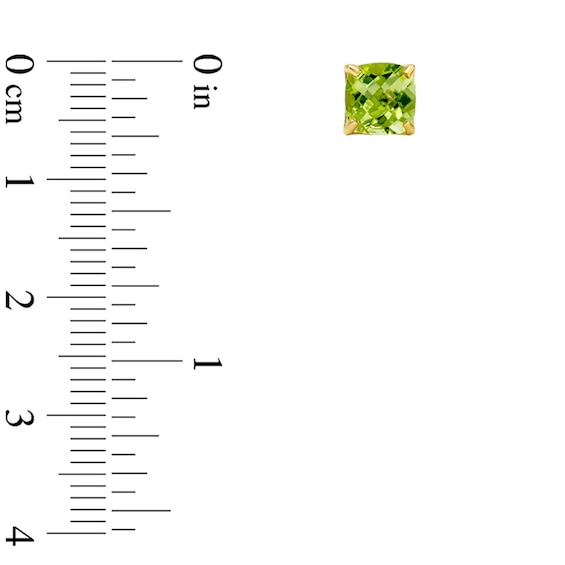 6.0mm Cushion-Cut Peridot Stud Earrings in 10K Gold